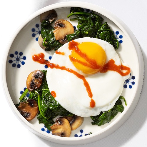 Изображение рецепта Яйцо со шпинатом и грибами