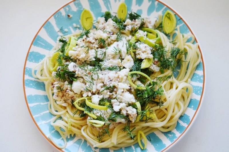 Изображение рецепта Спагетти с треской и миндалем