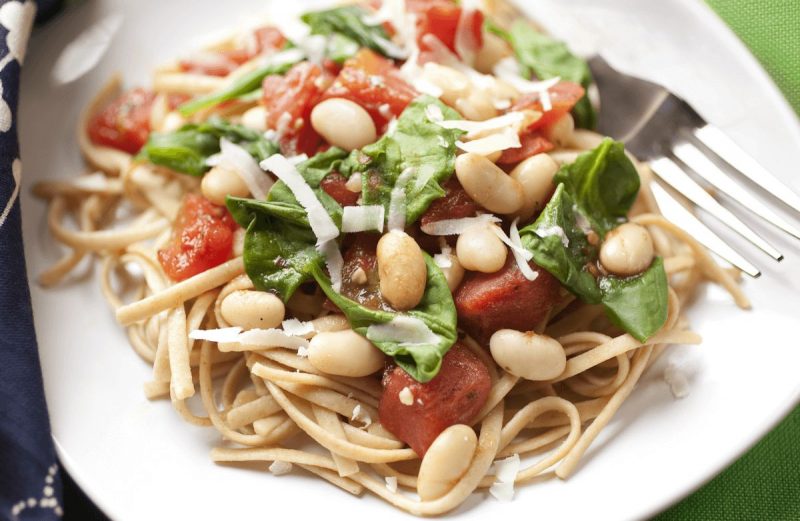 Изображение рецепта Паста с фасолью, помидорами и шпинатом