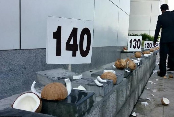 25-летний житель Индии установил мировой рекорд, разбив руками 124 кокоса. Изображение номер 1
