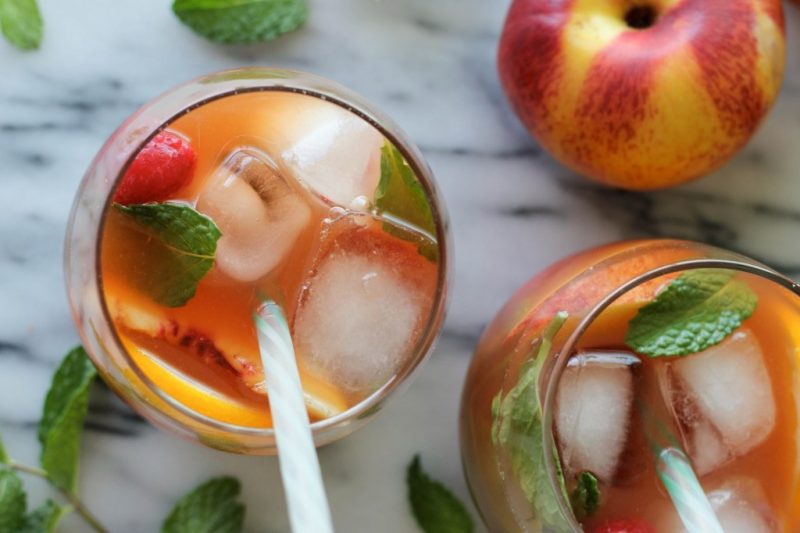 Изображение рецепта Холодный чай с персиком и малиной