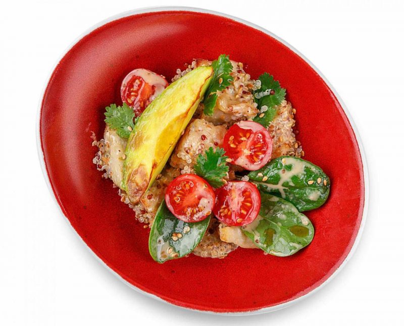 Изображение рецепта Тёплый салат с курицей и баклажанами