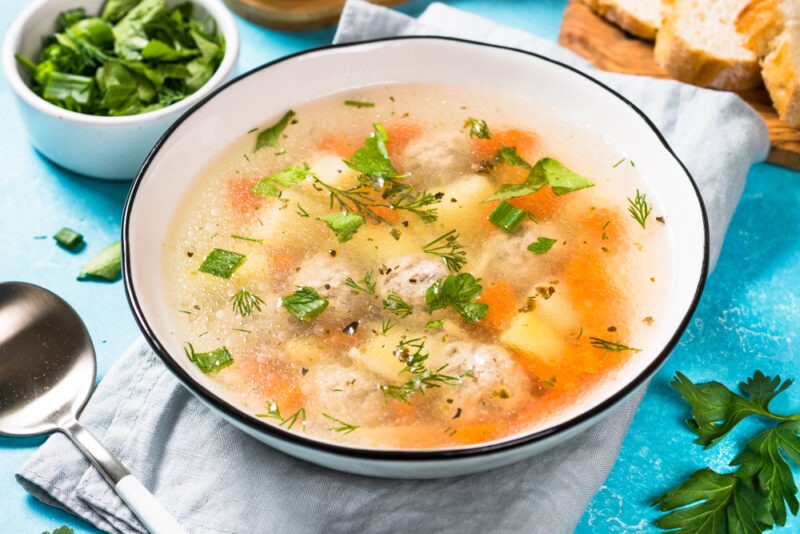 Изображение рецепта Классический рецепт супа с фрикадельками из говядины и свинины